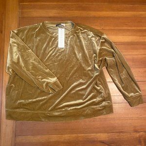 NWT Piper & Scoot (boutique) Gold velvet crewneck size 1x